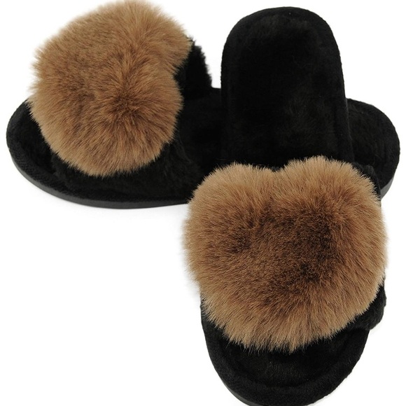 Fuzzy Fluffy Furry Fur Slippers Flip Flop Open Toe - Picture 1 of 7